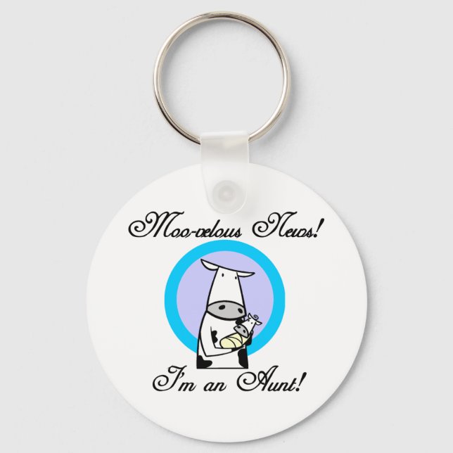 Moo-velous New Aunt Tshirts and Gifts Keychain (Front)
