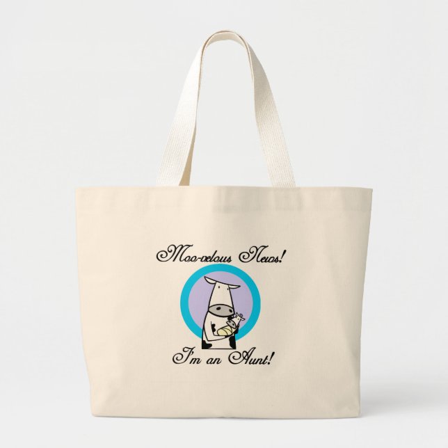 Moo-velous New Aunt Tshirts and Gifts Large Tote Bag (Front)