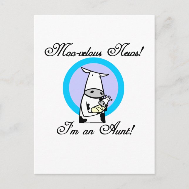 Moo-velous New Aunt Tshirts and Gifts Postcard (Front)