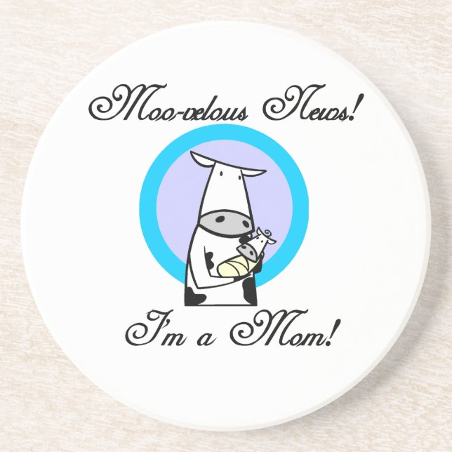 Moo-velous New Mom Gifts Drink Coaster (Front)