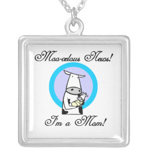 Moo-velous New Mom Gifts Silver Plated Necklace