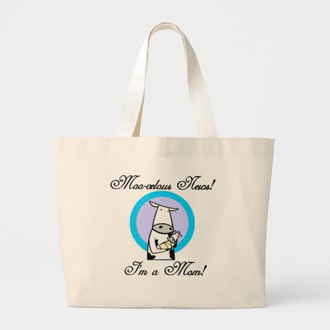 Moo-velous New Mom Tshirts and Gifts Large Tote Bag (Front)