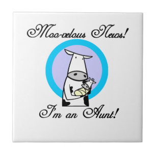 Moo-velous News I'm an Aunt T-shirts and Gifts Ceramic Tile