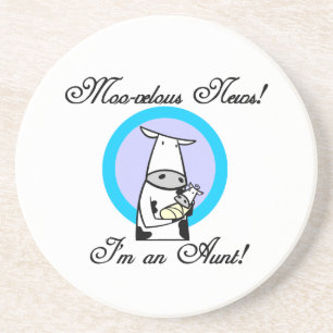 Moo-velous News I'm an Aunt T-shirts and Gifts Drink Coaster