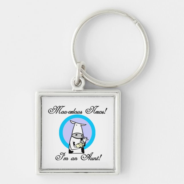 Moo-velous News I'm an Aunt T-shirts and Gifts Keychain (Front)