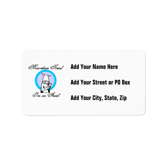 Moo-velous News I'm an Aunt T-shirts and Gifts Label (Front)