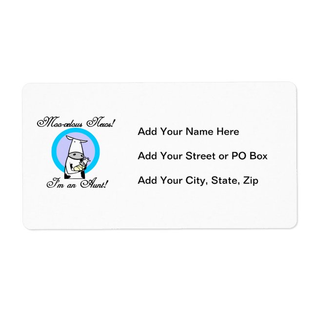 Moo-velous News I'm an Aunt T-shirts and Gifts Label (Front)