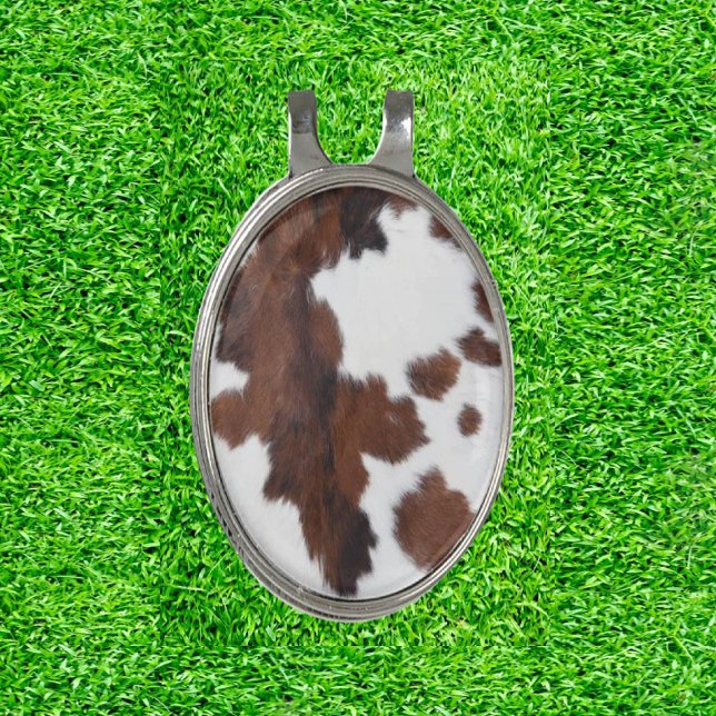  Moo-ving Brown Cow Print Golf Balls Hat Clip (Swing in Style, Tee Off with Cowhide!)