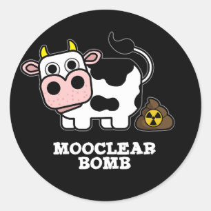 Mooclear Bomb Funny Cow Pun Dark BG Classic Round Sticker