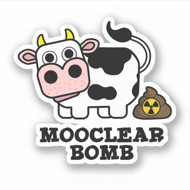 Mooclear Bomb Funny Cow Pun Sticker (Front)