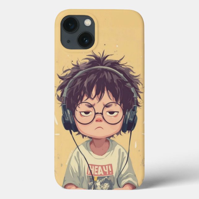 Mood: Bored Boy with Headphones Case (Back)