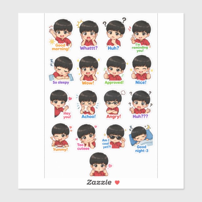 Mood Buddy – Cute Chibi Expression Sticker Pack (Sheet)