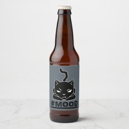 MOOD Cat  Black Kitty Logo Illustration Beer Bottle Label