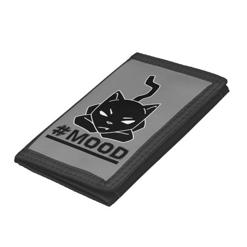 MOOD Cat Black Logo Illustration Tri_fold Wallet