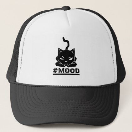 #Mood Cat Black Trucker Hat