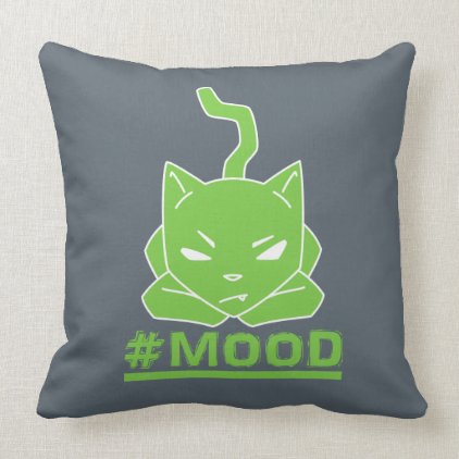 #MOOD Cat Green Throw Pillow