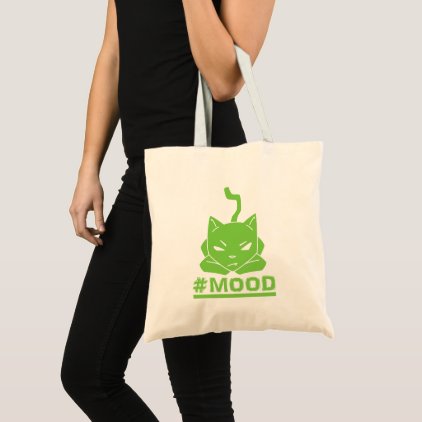 #Mood Cat Green Tote Bag