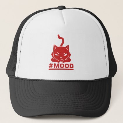 #Mood Cat Red Trucker Hat