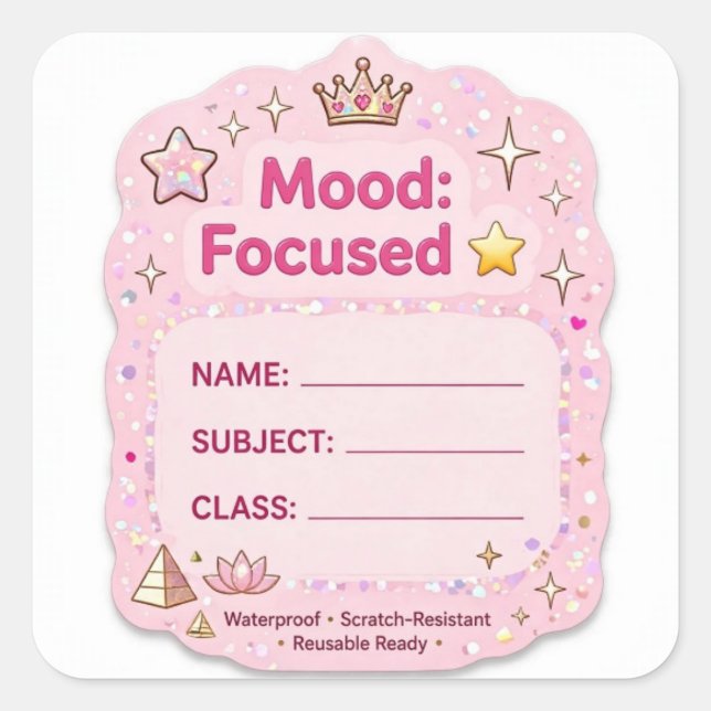 Mood Focused Gold Crown School Label  (Front)
