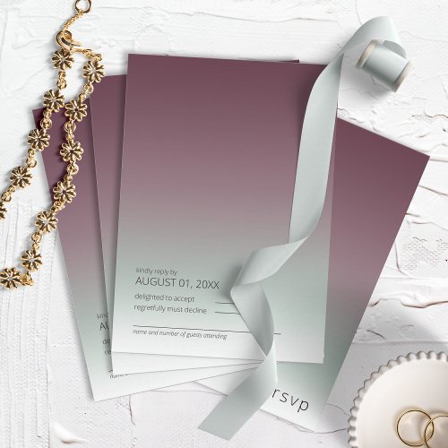 Mood Gradient Wedding Burgundy Mist ID741 RSVP Card