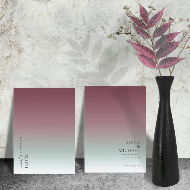 Mood Gradient Wedding Burgundy Mist ID741 Save The Date (Creator Uploaded)