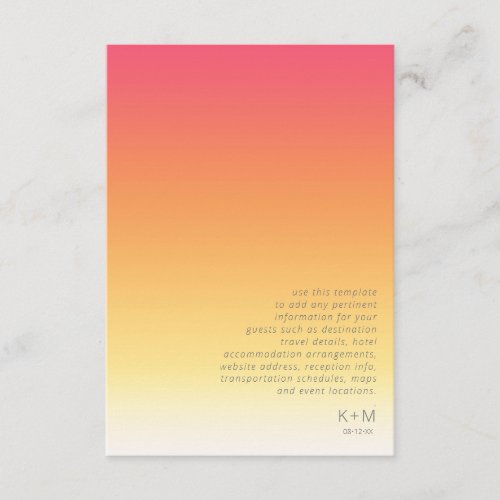 Mood Gradient Wedding Details Hot Summer ID741 Enclosure Card