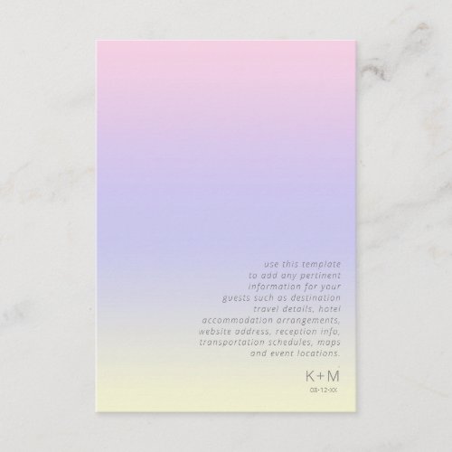 Mood Gradient Wedding Details Pastel Dawn ID741 Enclosure Card