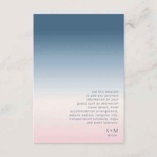 Mood Gradient Wedding Details Prussian Sky ID741 Enclosure Card