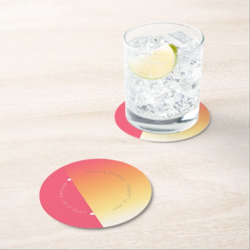 Mood Gradient Wedding Hot Summer ID741 Round Paper Coaster