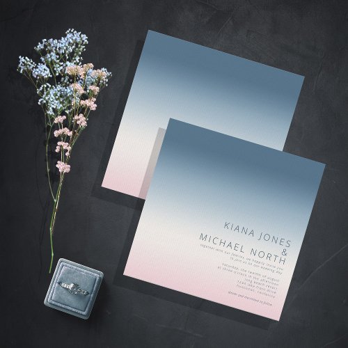 Mood Gradient Wedding Prussian Sky ID741 Invitation