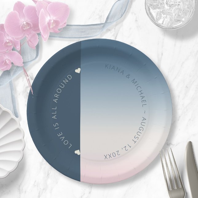 Mood Gradient Wedding Prussian Sky ID741 Paper Plates (Creator Uploaded)