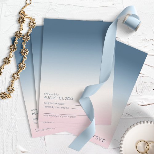 Mood Gradient Wedding Prussian Sky ID741 RSVP Card