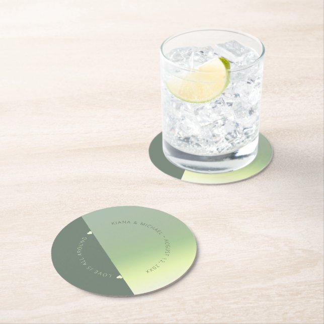 Mood Gradient Wedding Spring Meadow ID741 Round Paper Coaster (Insitu)