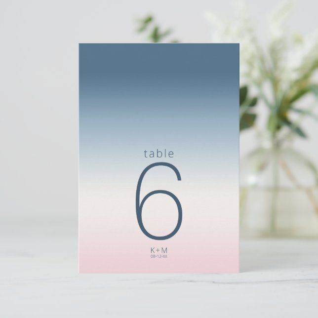 Mood Gradient Wedding Table Prussian Sky ID741 Invitation (Standing Front)