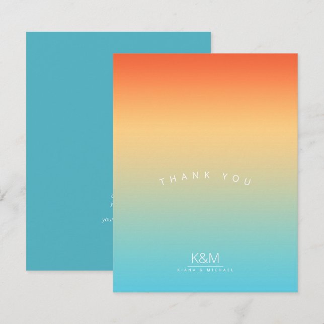 Mood Gradient Wedding Thanks Tropical Sky ID741 Thank You Card (Front/Back)