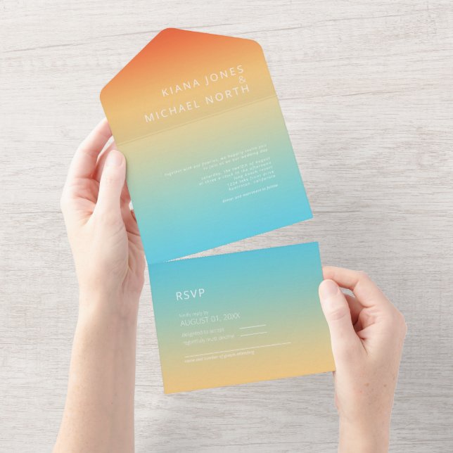 Mood Gradient Wedding Tropical Sky ID741 All In One Invitation (Tearaway)