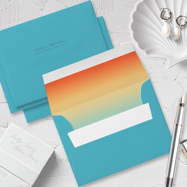 Mood Gradient Wedding Tropical Sky ID741 Envelope (Interior/Back In Situ)