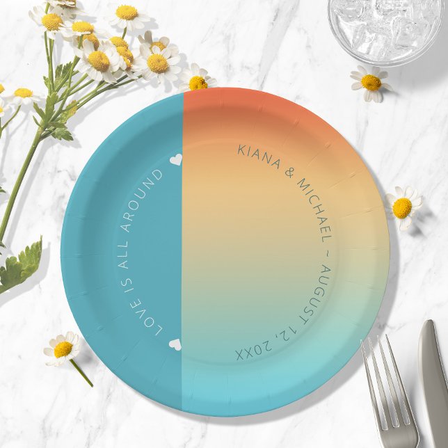 Mood Gradient Wedding Tropical Sky ID741 Paper Plates (Creator Uploaded)