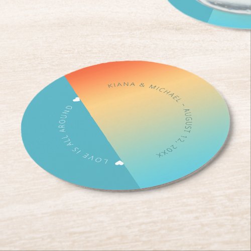 Mood Gradient Wedding Tropical Sky ID741 Round Paper Coaster