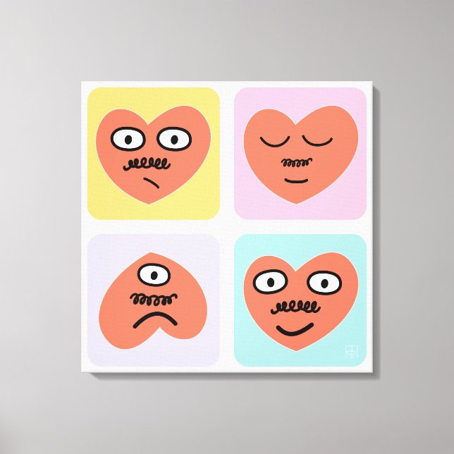 Mood Hearts - Four Different Faces Canvas Print (Front)