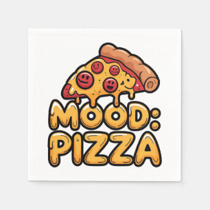 Mood: Pizza - Fun Cartoon Slice with Happy Topping Napkins