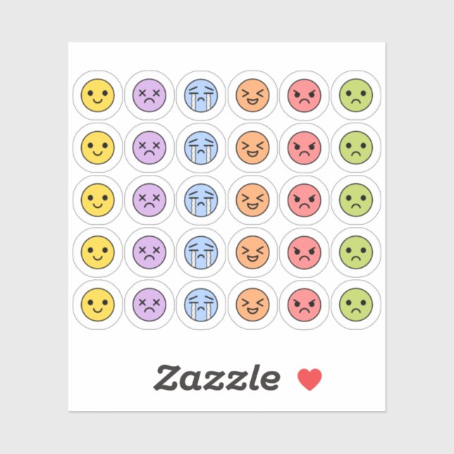 Mood Tracker Cute Emotions Emoji Head Bujo Planner Sticker (Sheet)