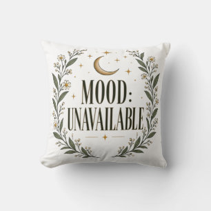 Mood Unavailable Botanical Crescent Moon Celestial Throw Pillow