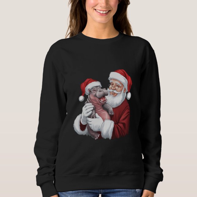 Moodeng Christmas Funny Vintage Santa Claus Sweatshirt (Front)
