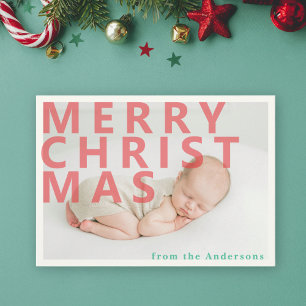 Moodern simple Christmas photo Holiday Card