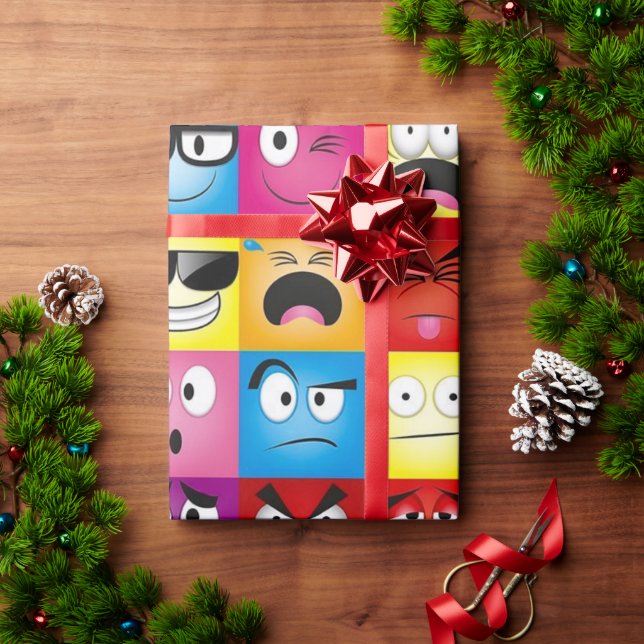 Moods and Emoticons Wrapping Paper (Holiday Gift)