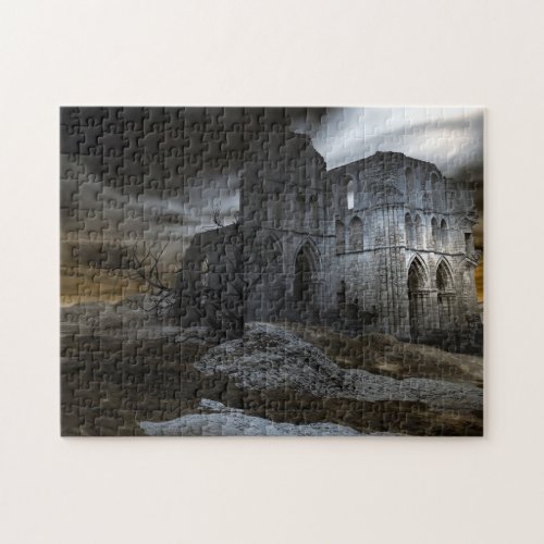 Moody Abandoned Ruins of Gothic Cathedral Jigsaw Puzzle