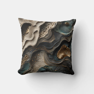 Moody Abstract Earth Tone Organic Layered Stone Throw Pillow