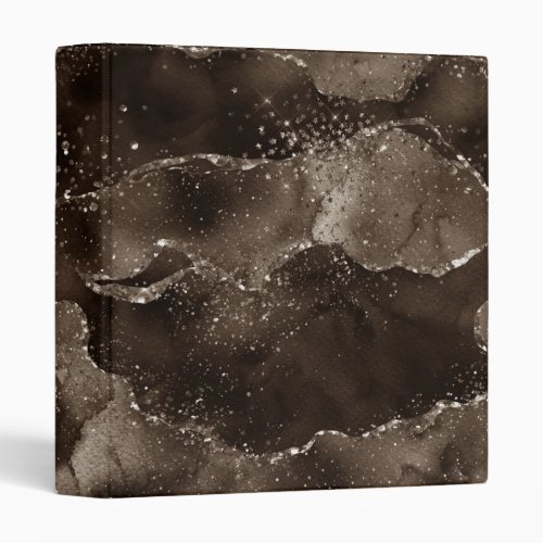 Moody Agate  Coffee Brown Golden Bronze Taupe 3 Ring Binder
