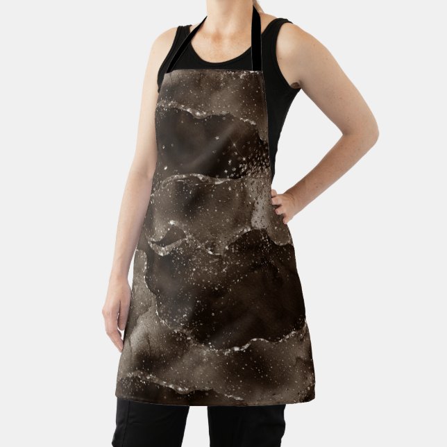 Moody Agate | Coffee Brown Golden Bronze Taupe Apron (Insitu)